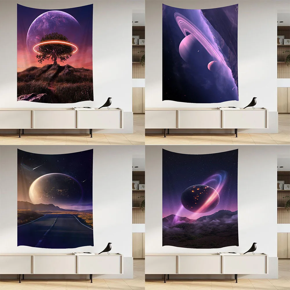 

3D Psychedelic Universe Space Milky Way Galaxy Planet Night Tapestry Cafe Bar Home Wall Living Room 2022 New Year Decoration