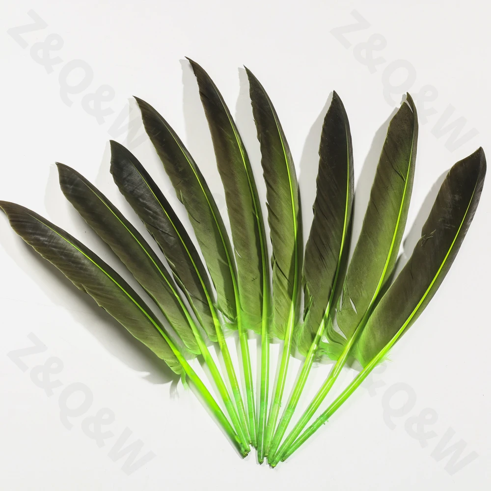 

Gray natural 25-30CM (10-12 inches) goose wings feather dyed fruit green 50-100PCS DIY handmade headdress mask fan material