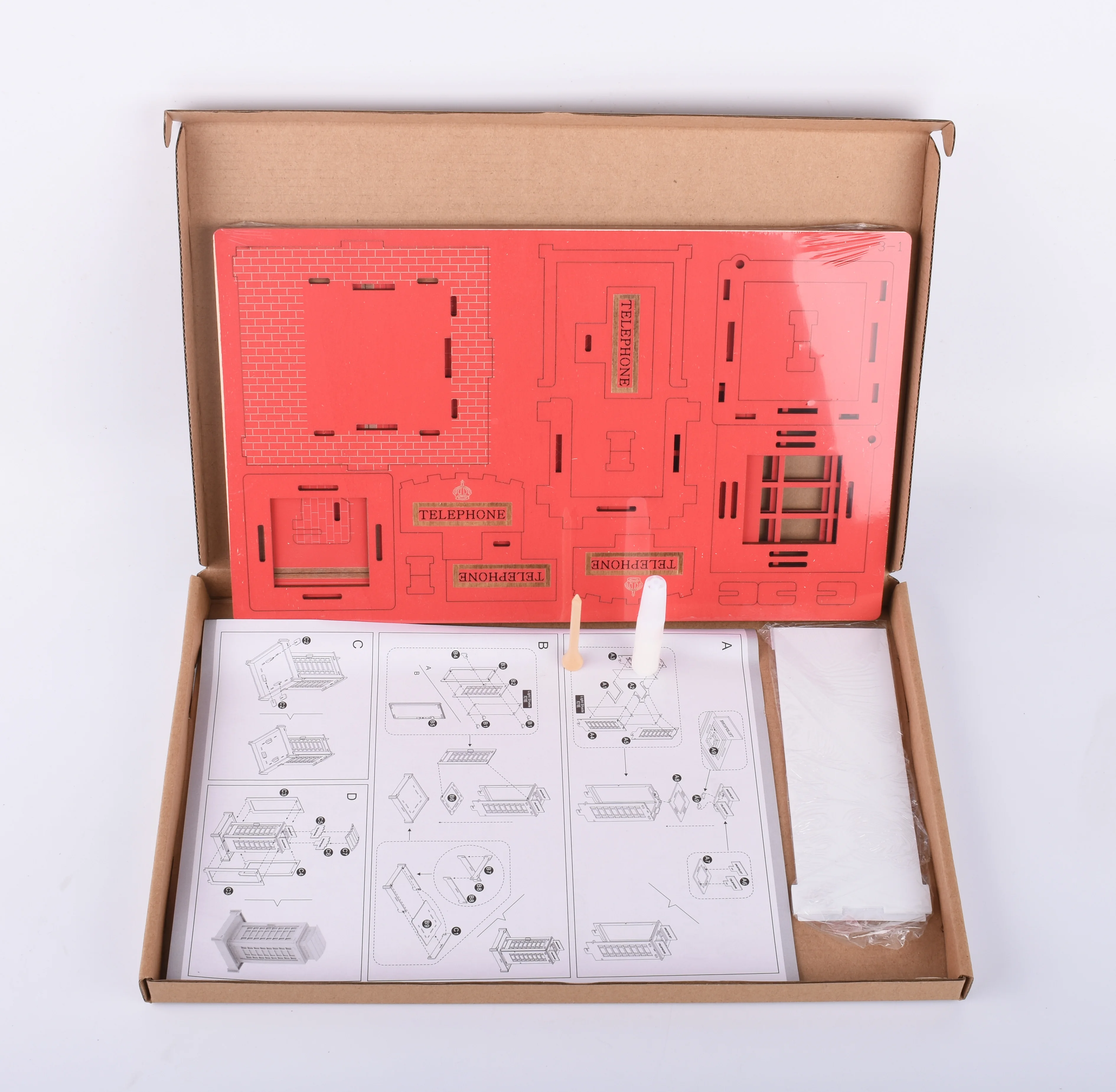 

Telephone Booth 3D Wooden Puzzle Large Building Model DIY Jigsaw Toys For Children Teens Adult Kit Assembly Game Desk Decoration