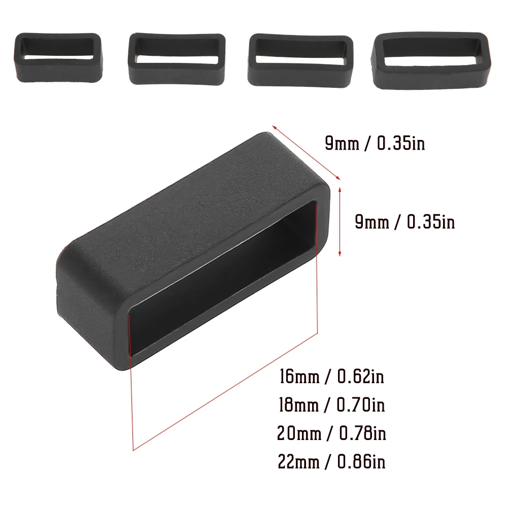 4 шт./компл. черный силиконовый ремешок для часов петля застежка ремня