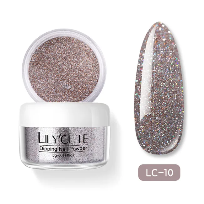 LC 10 LILYCUTE Dipping порошок для ногтей градиентный цвет ногтей Dip порошок для ногтей украшения для ногтей Блеск порошок погружение блестящие украшения - Цвет: LC 10