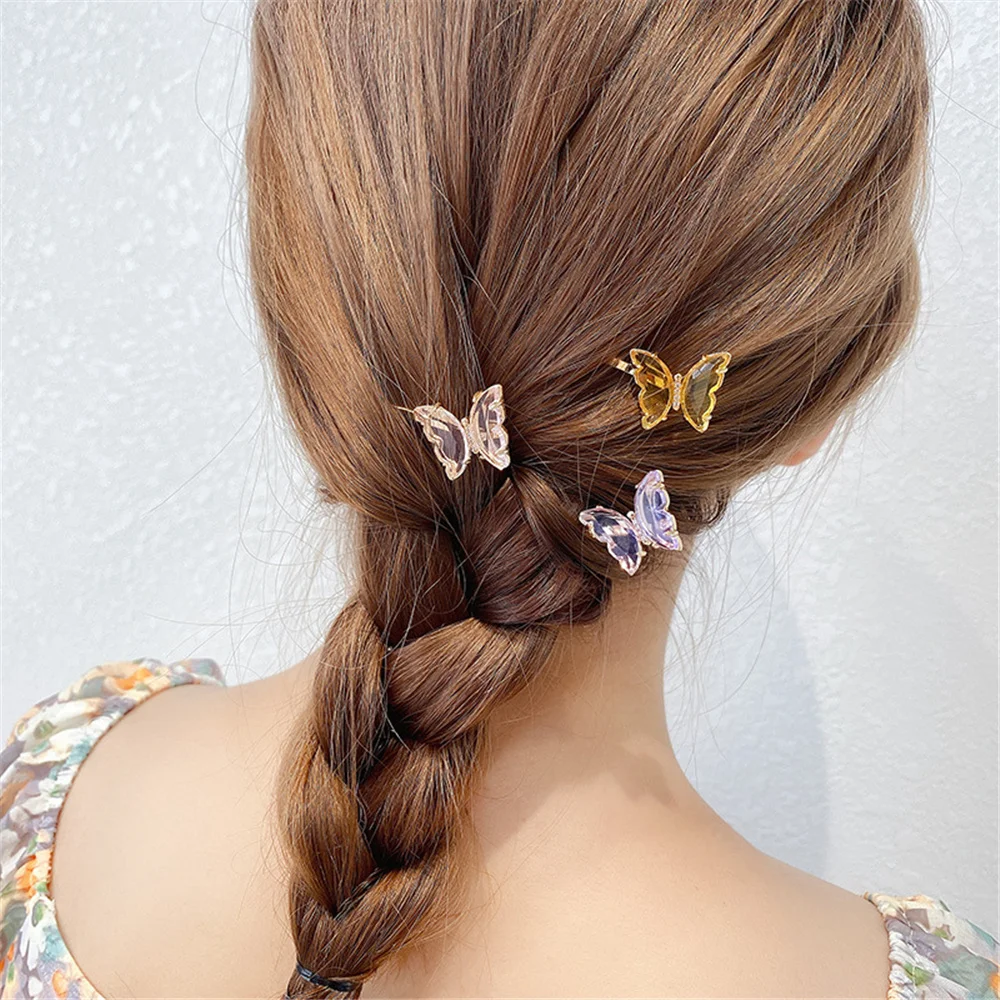 

Cute Butterfly Hair Clips Clamp For Women Girl Bobby Hairpins Shiny Rhinestone Barrettes Hair Styling Tools Hair Accessories