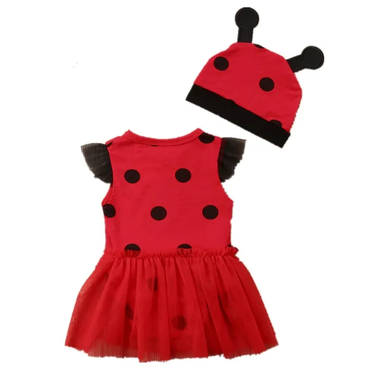Костюм божья коровка для новорожденных девочек комбинезон пачка + шляпа нарядное