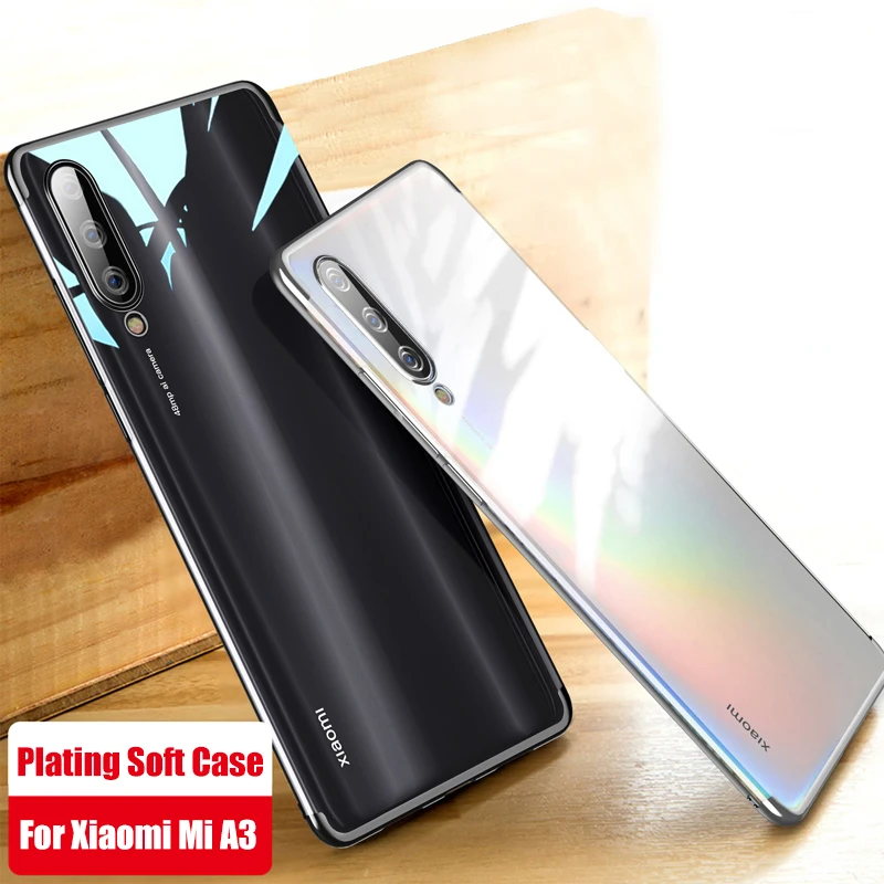 

Xiaomi Mi A3 Lite Case Transparent Plating TPU Soft Silicone Back Cover For Xiaomi MiA3 A3 Lite Xiao Mi A3 A3Lite Phone Coque