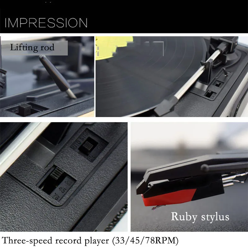 Проигрыватель виниловых записей Современная античная запись фонограф