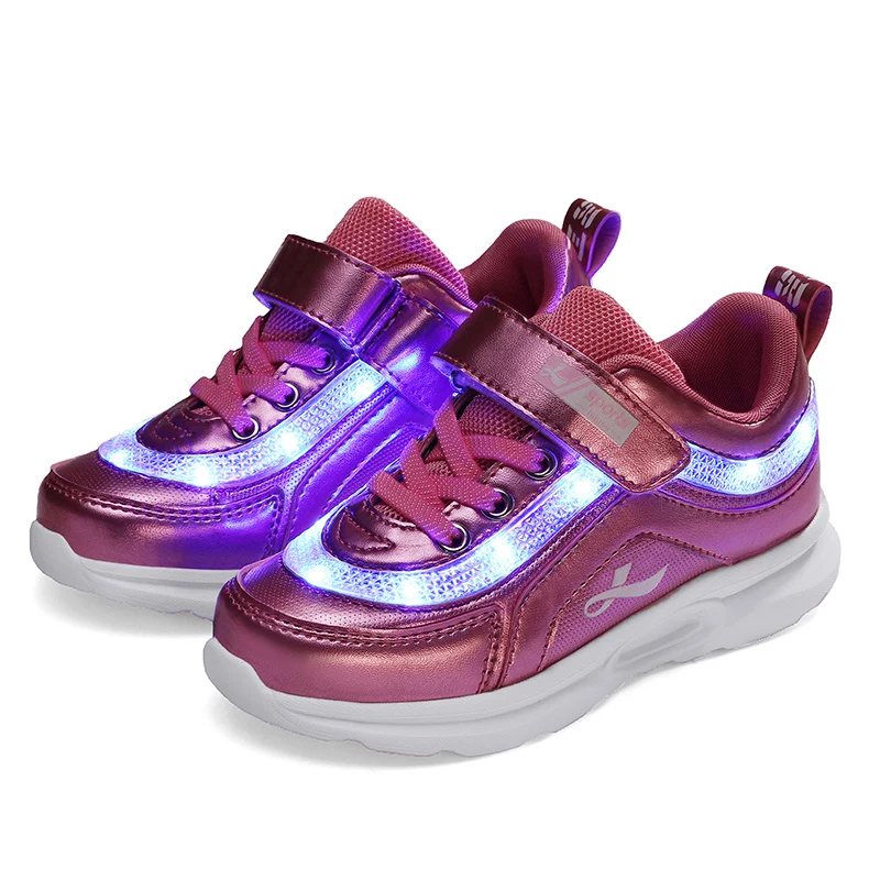 

Pink Children Shoes Light Led luminous Shoes Boys Girls USB Charging Sport Shoes Casual Led Shoes usb Kids Glowing Sneakers