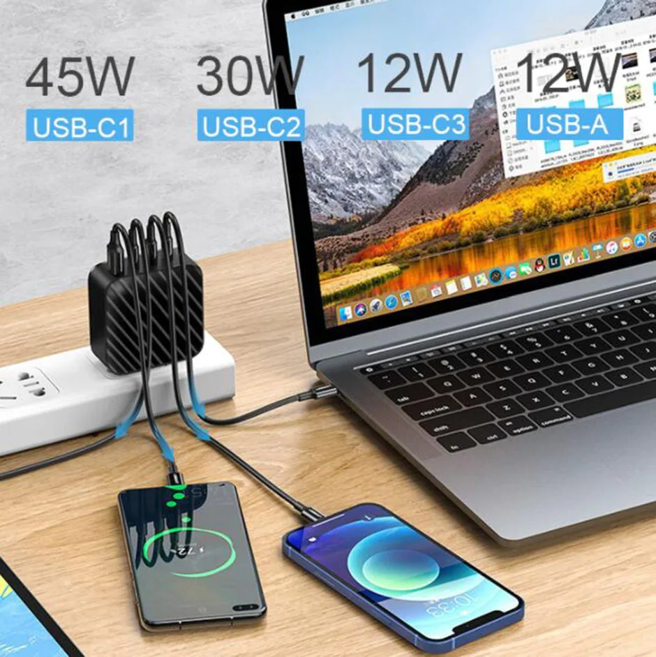 mini 4 порта 100w ган usb c настенное заря