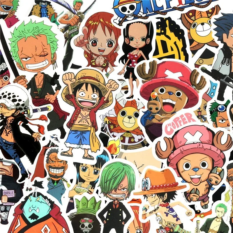 

50pcs/set Anime ONE PIECE Luffy Cartoon PVC Stickers for Car Laptop Backpack Home Decal Pad Bicycle PS4 Waterproof Sticker Decal