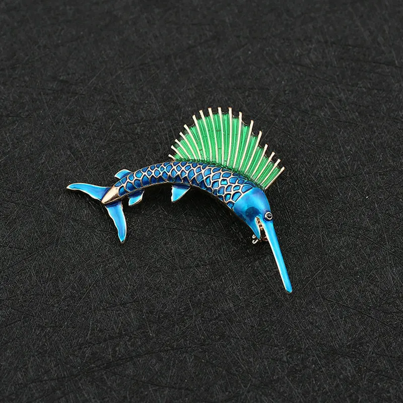 Q054 BIGBING модные ювелирные изделия Золотой Синий Зеленый Sailfish брошь модная для