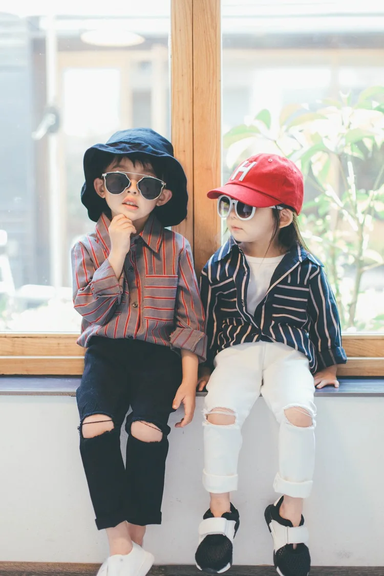 Детские осенние повседневные джинсы для мальчиков и девочек детские модные