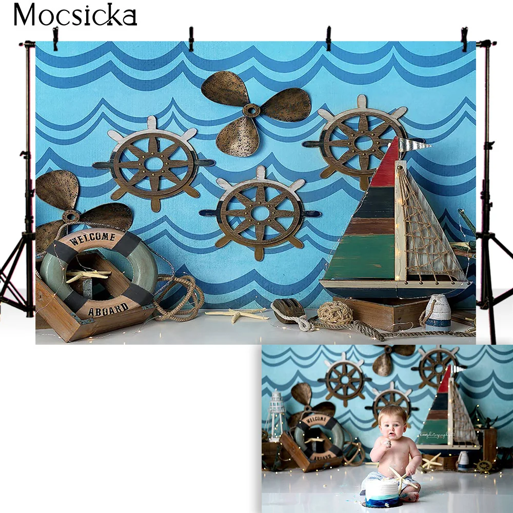 Photography Backdrop Newborn Kids Adventure Cake Smash Portrait Photo Background 1st Birthday Party Decoration Navigator Pilot |