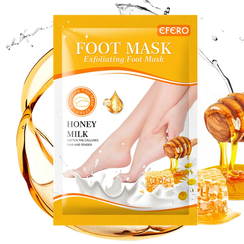 

8Packs Honey Milk Foot Mask Exfoliating Moisturizing Foot Mask Socks Pedicure Peeling Dead Skin Remover Feet Mask Peel Foot