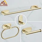 Набор аксессуаров для ванной комнаты из матового золота, держатель для бумаги, вешалка для полотенец, крючок для халата, вешалка для полотенец, аксессуары для ванной комнаты из нержавеющей стали без гвоздей