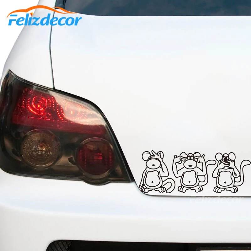 Три маленькие обезьянки делают забавные движется наклейки для автомобиля
