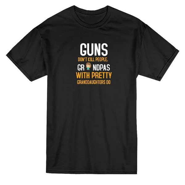 

Мужская черная футболка Guns't Kill People Grandpas Graphic
