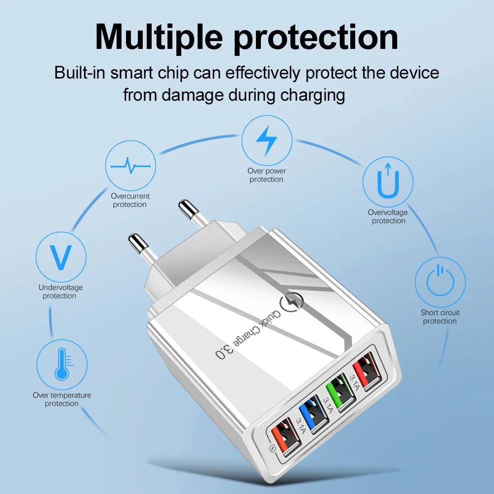 USB Fast Charging For iPhone 13 12 11 Pro Max Quick Charge Samsung S21 S20 Xiaomi Mi Huawei Phone Chargers Adapter Accessories | Мобильные