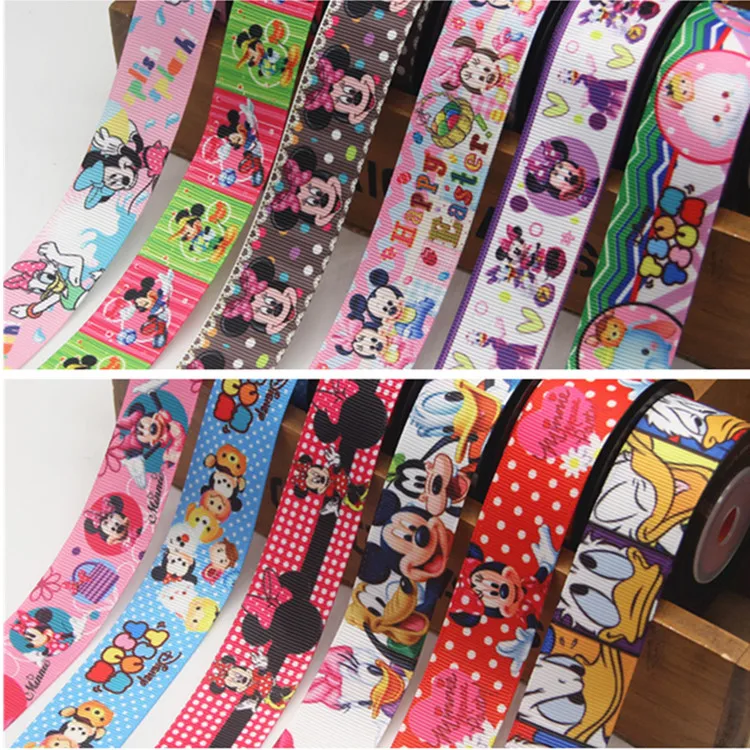 10 ярдов 25 мм корсажная лента с принтом Микки Маус|Воздушные шары и аксессуары| |