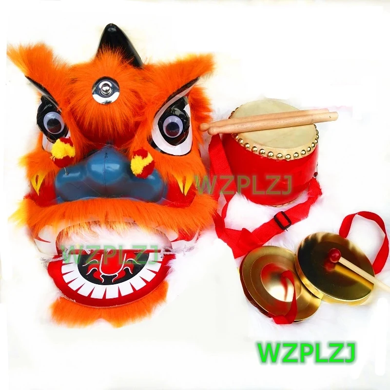 

12 inch Lion Dance Costume Drum Gong 2-5 Age WZPLZJ Kid Children Party Performance Sport Outdoor Parade Parad Stage Mascot China