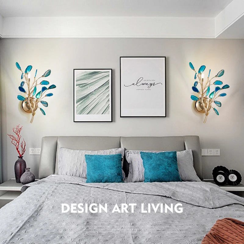 

Modern Agate Wall Lamp Nordic Minimalist Bedroom Bedside Lamp Creative Carnelian Corridor Living Room TV Background Wall Sconce