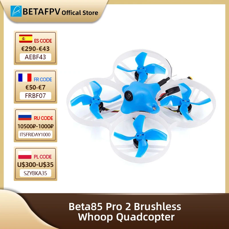 

BETAFPV Beta85 Pro 2 Brushless Whoop Quadcopter 2S 5.8G VTX FPV Racing Drone ELRS 2.4G/Futaba/Frsky FCC F4 1S AIO FC C02 Camera