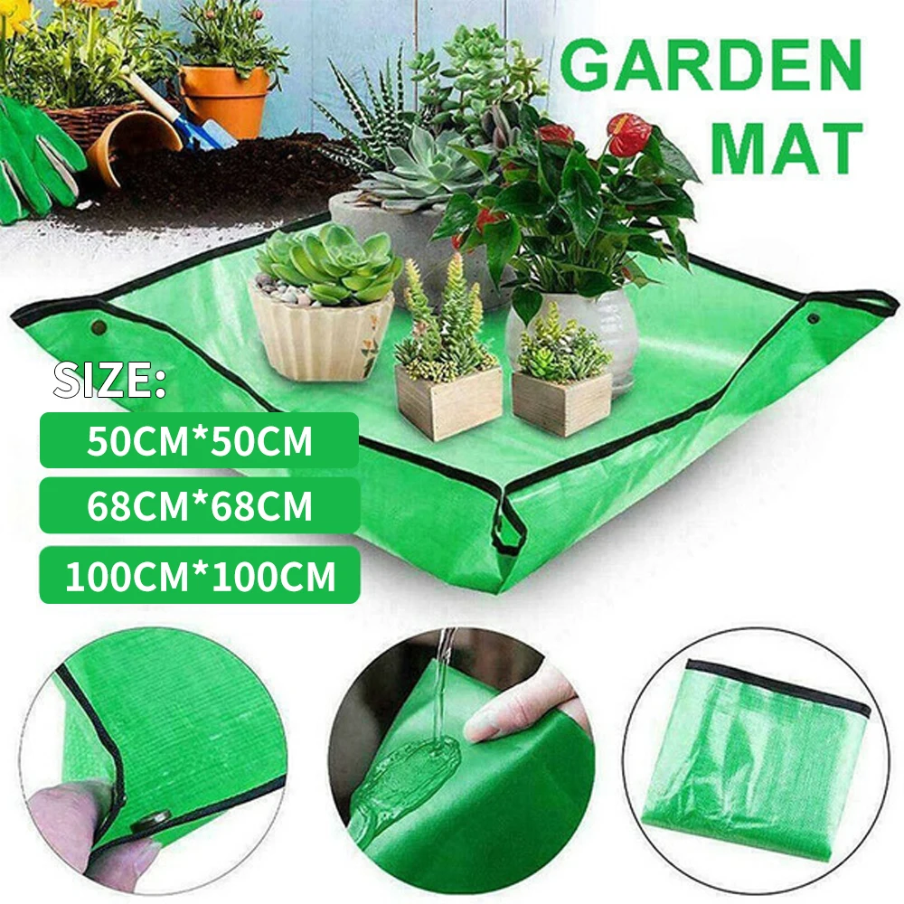 

50/68/100cm Gardening Plant Square Mat Waterproof Thicken Indoor Transplanting Trays Garden DIY Bonsai Potting Mats Tarp Durable