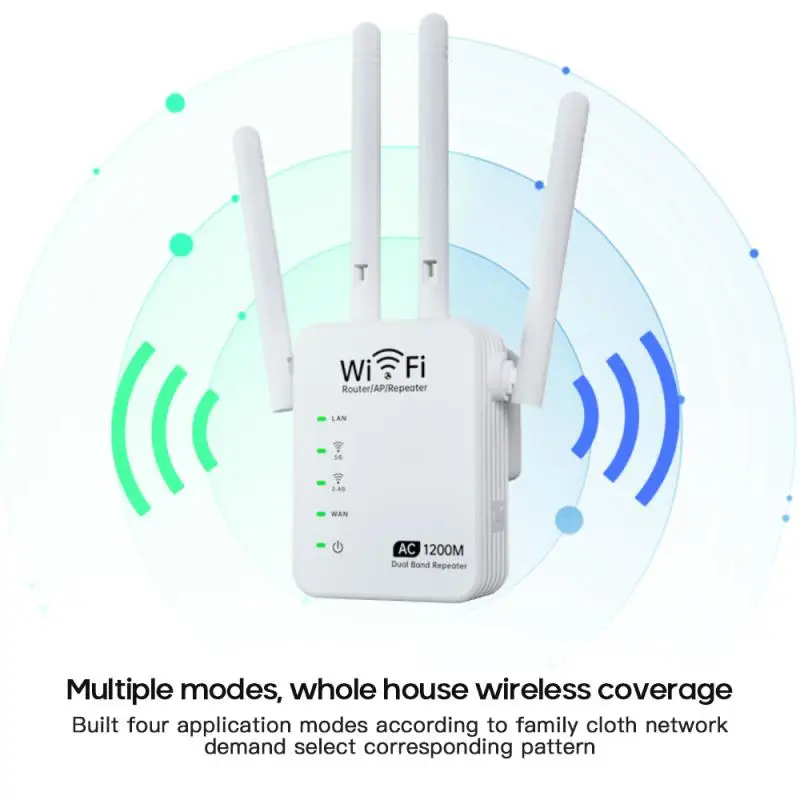 1200Mbps Dual Band 5G Wifi Wireless Repeater Powerful Router Extender Antenna Long Range Wlan WiFi Amplifier | Мобильные телефоны и