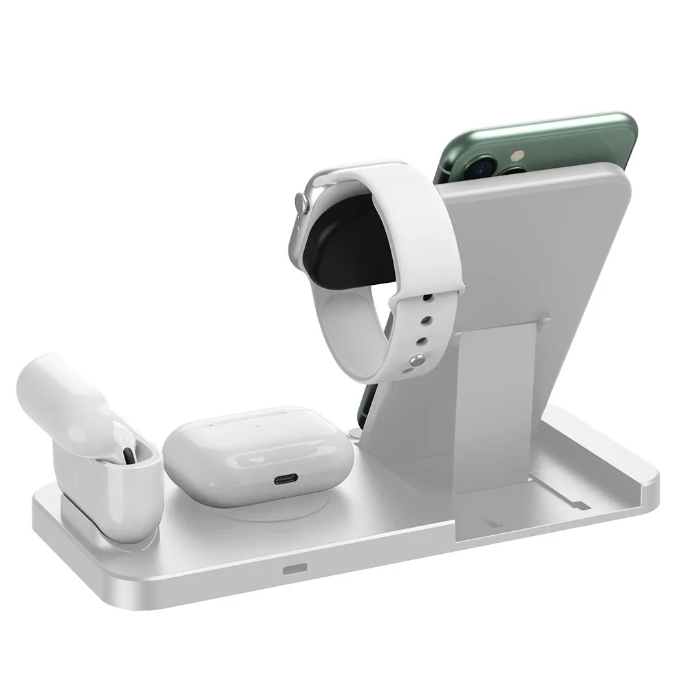 

15W Qi Wireless Charger Stand 4 in 1 Fast Charging Pad Dock Station For iPhone 12 11 XR XS X 8 Apple Watch 6 5 4 3 2 Airpods Pro