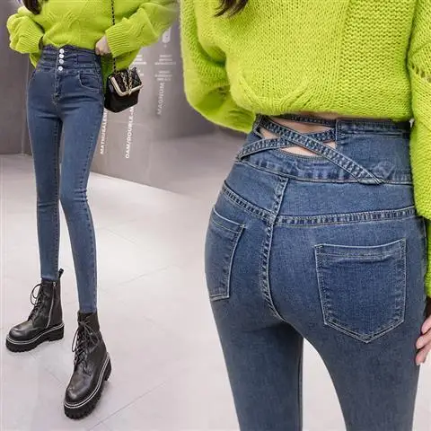 

New 2021 Women's High waist skinny Stretch elastic jeans Pencil Pants Casual Slim Trousers designer brand jeans