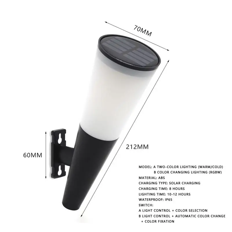 

Solar Light Outdoor RGB Waterproof Lamp Solar Security Torch Wall Sconce Colorful Lamp For Garden Path Yard Garage Street Light