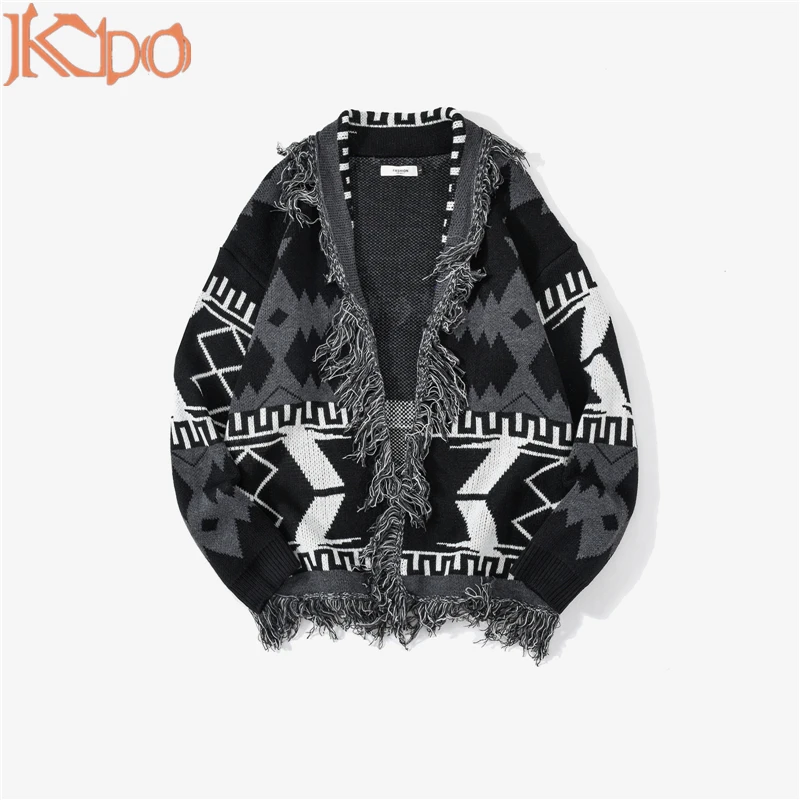 

Men Sweater Coat Oversized Autumn/Winter Clothing XL Black Knitted Wool Casual Long Sleeve Vintage Cardigan 2020 Hip Hop Tops