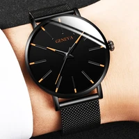 minimalist men fashion ultra thin watches simple men business stainless steel mesh belt quartz watch relogio masculino