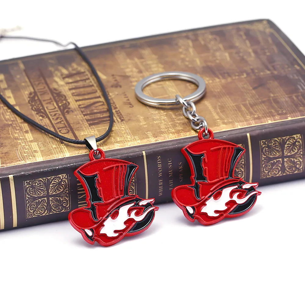 Persona 5 P5 Take Your Heart Logo Red Hat Necklace Pendant Keychain Key Ring Holder Cosplay Accessories Props Souvenir Gift | Украшения и