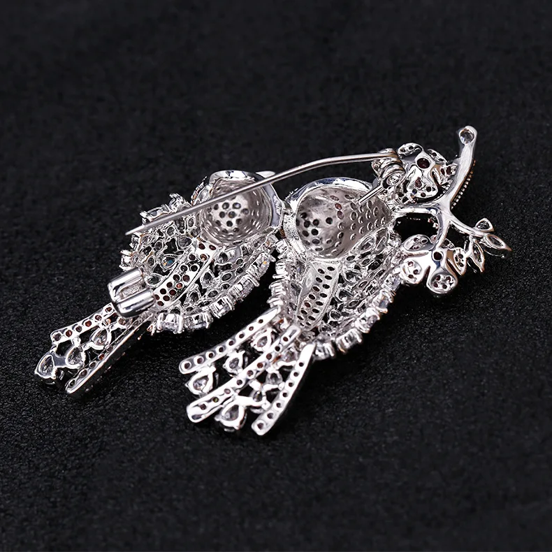 Сияющий Красочный кубический цирконий птица Броши для женщин broche аксессуары mujer, роскошная брошь в форме цветка со стразами шпильки ювелирные изделия