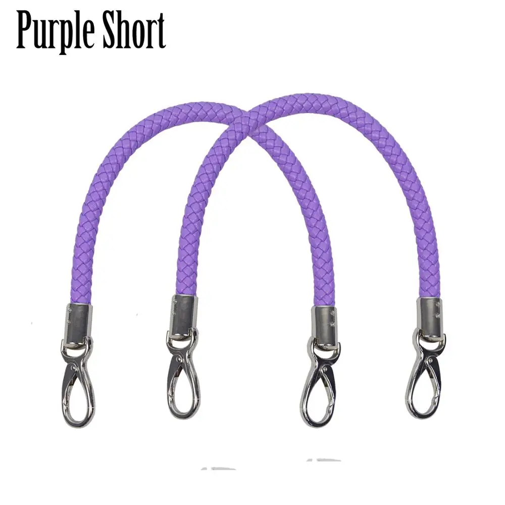purple short Новинка, huntfun, 1 пара длинных коротких ремней для мини-Сумки С О-образным карманом, женская сумка с ручками, кожаные ручки для OBag, корзина с Луной - Цвет: purple short