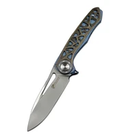 venom harpoon kevin john knife m390 blade titanium alloy or carbon fiber handle disassembly pivot screws folding pocket hunting