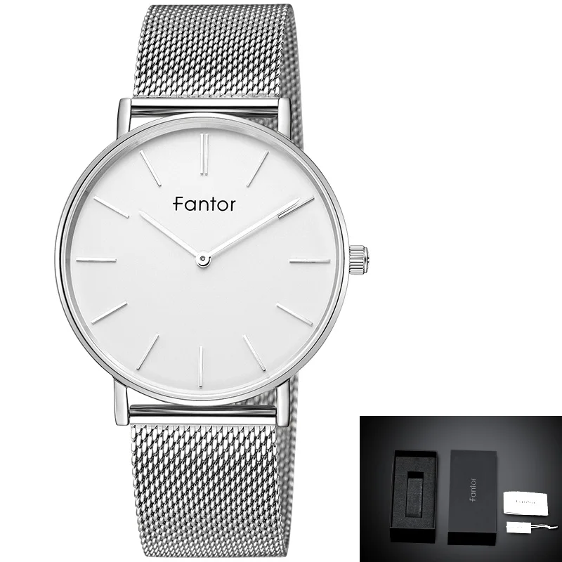 WF1007G04 Fantor ультра тонкие минималистичные часы для мужчин Топ бренд Повседневная сетка сталь кварцевые наручные часы для мужчин s водонепроницаемые часы relogio masculino - Цвет: WF1007G04