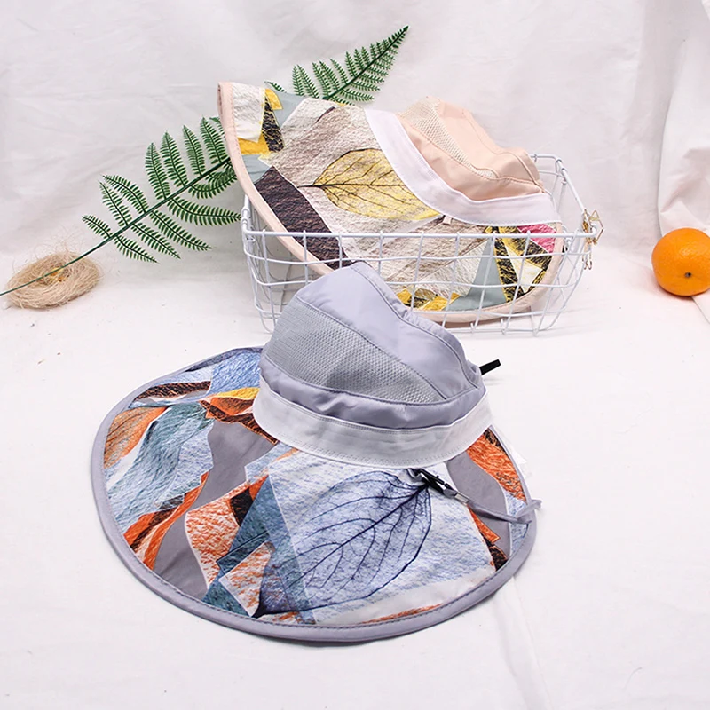 Summer Sun Hat Cap Protection Stripe Adjustable Empty Top Women's Elegant Ladies Simplicity Large Brimmed Hats | Спорт и