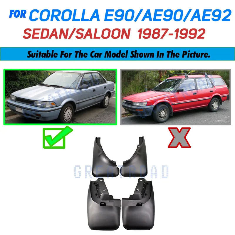 

Брызговики литые для Toyota Corolla E90, AE90, AE92 1987-1992, седан, купе, 4 шт., брызговики 1989, 1990, 1991