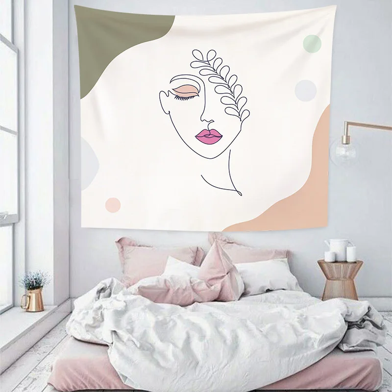 

Nordic hanging cloth simple bedside bedroom decoration tapestry color character abstract background cloth