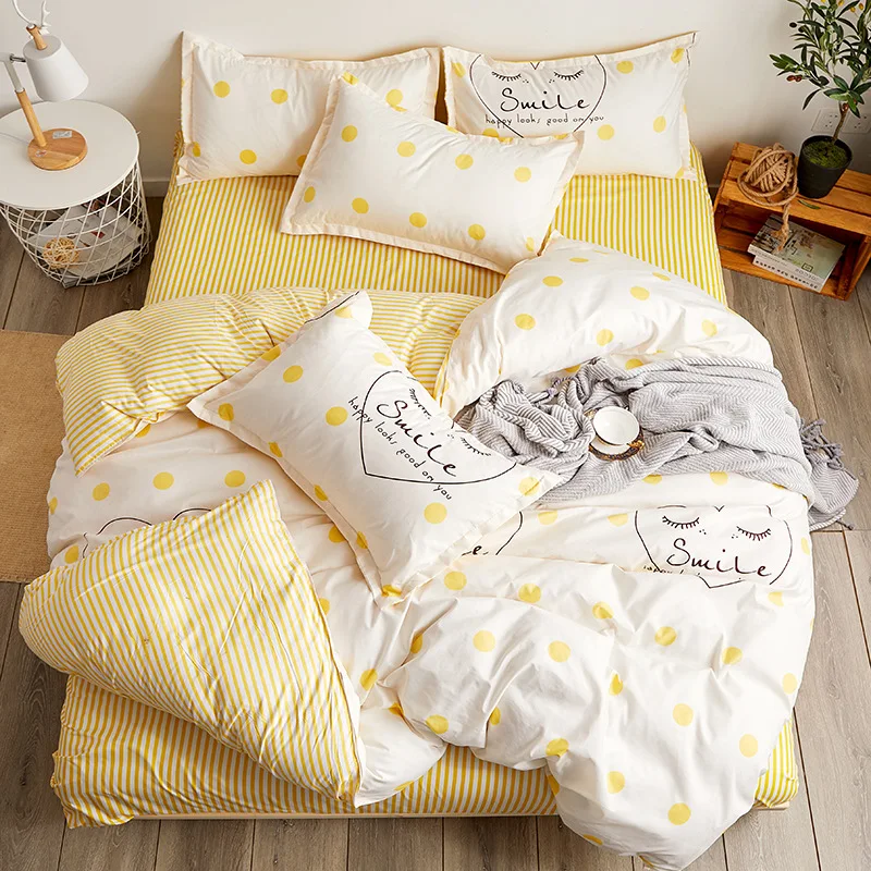 

3/4pcs Fashion Simple Style Bedding Set Plaid Stripe Duvet Cover Bed Sheet Set Bed Linens Home Textile Twin Full Queen King Size