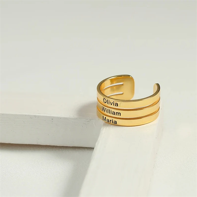 Кольцо Двухслойное из нержавеющей стали с гравировкой имени для женщин