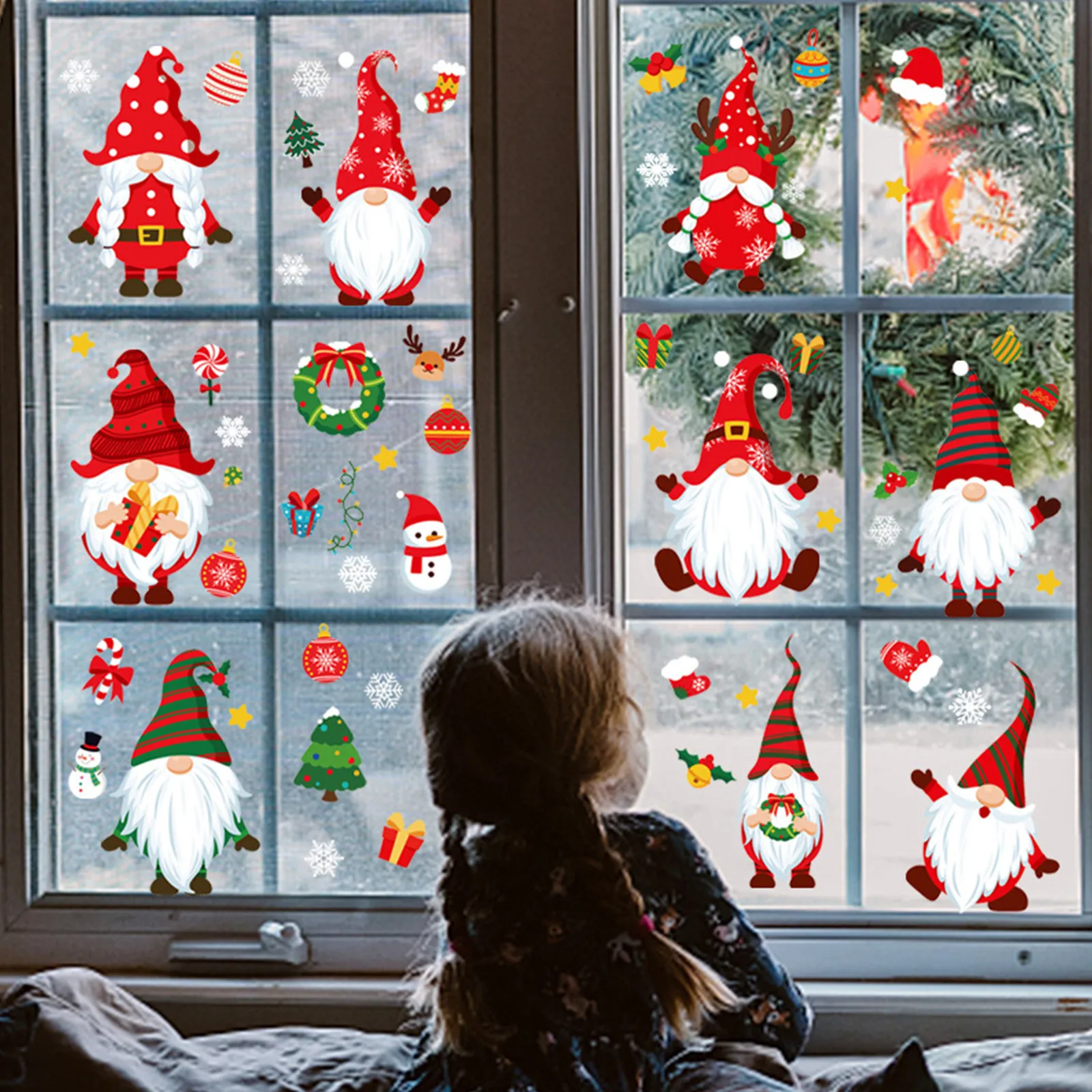 Christmas Window Sticker Wall Decoration Faceless Dwarf Old Man Festival Xmas Holiday Gifts 2022 | Дом и сад
