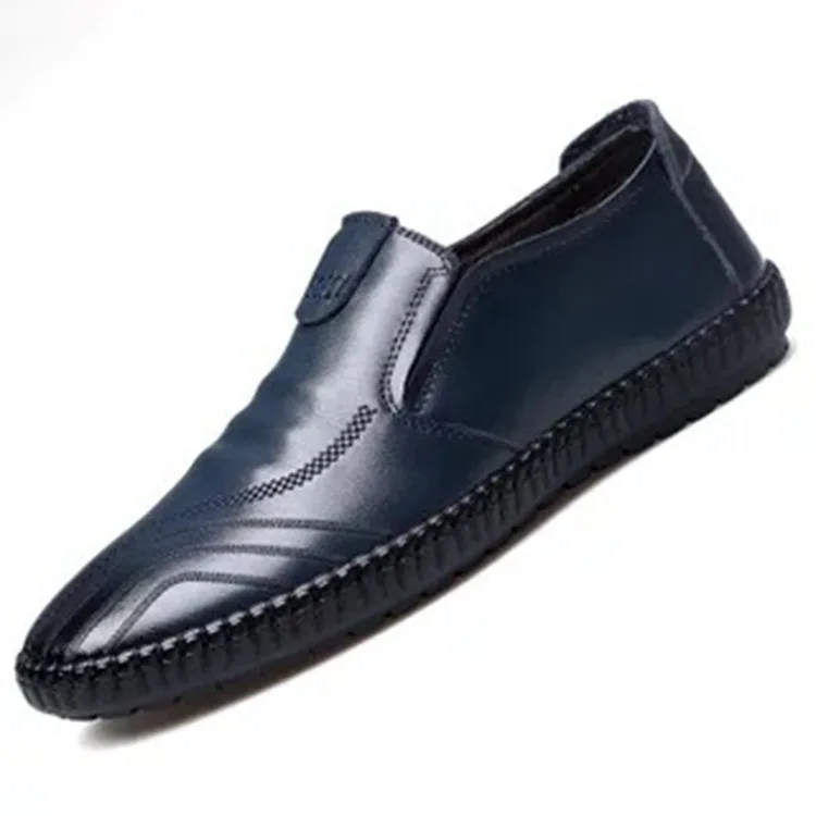 

2021 Spring and Summer Leisure Leather Shoes Two-Layer Cowhide Hollow Breathable Non-Slip Leather Sandals Peas Shoes Sandals