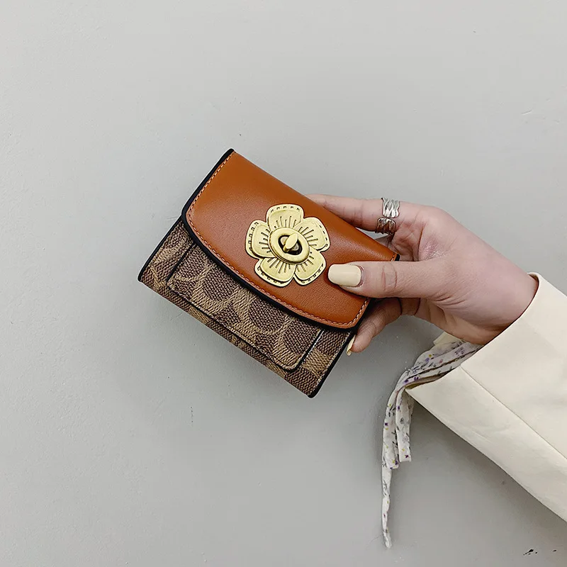 

Wallet Women Luxury Sunflower Printed Wallets Punk Vintage PU Bags Unisex Card Holder Female Bag Handbag Women's Purses