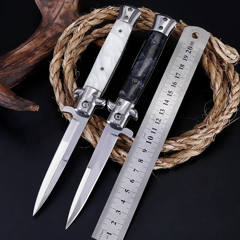 

CS claw knife quick folding knife 440C acrylic wood handle pocket folding knife camping hunting survival EDC tool