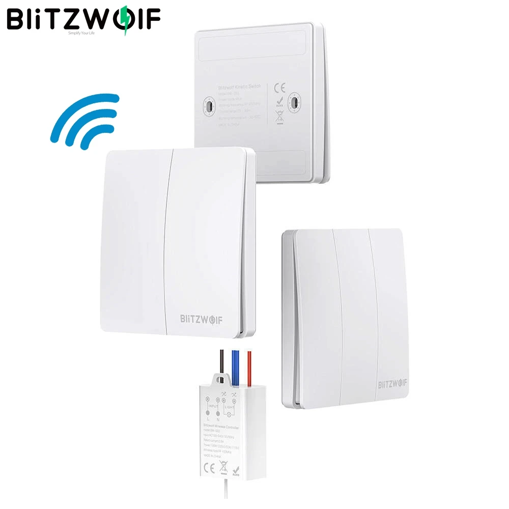 Модуль умного дома BlitzWolf BW SS2 100 Вт/50 Вт RF 433 МГц самозаряжающийся беспроводной