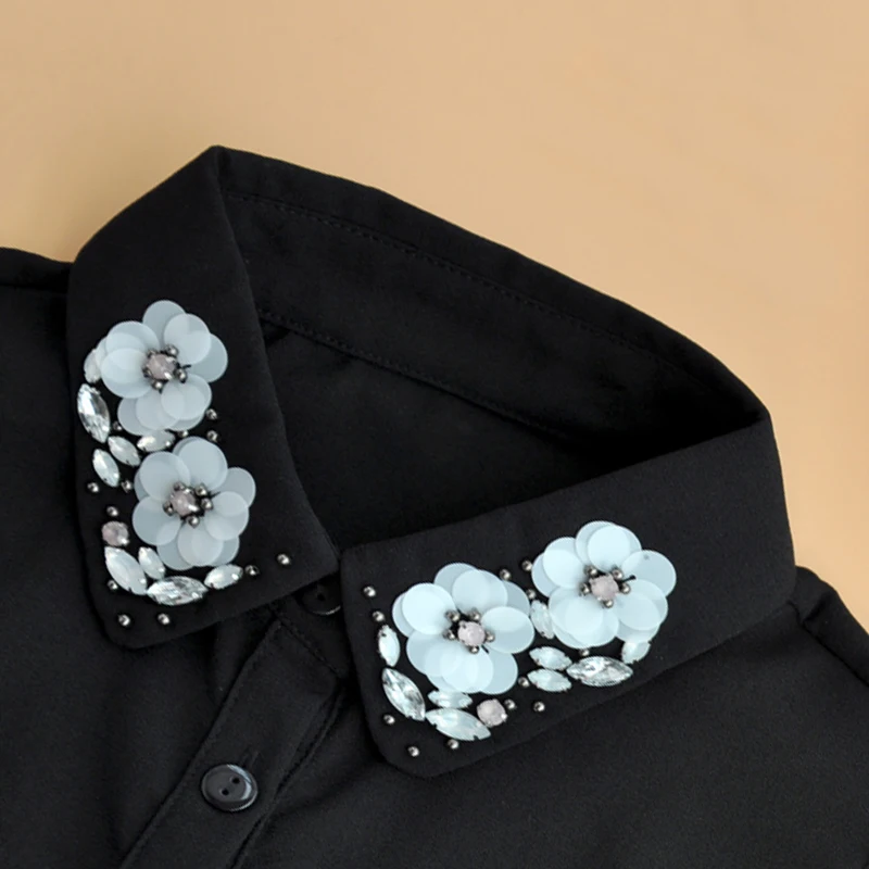 Блестящий женский фальшивый воротник для женщин белый Съемный Черный