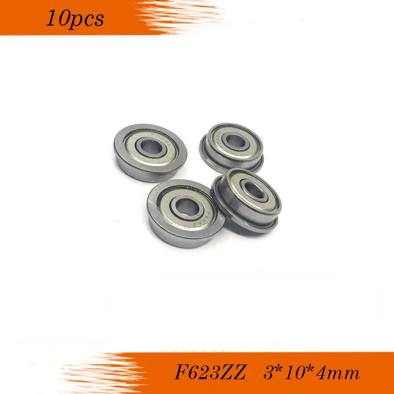 F623ZZ ABEC-5 (10 шт./лот) 3x10x4 мм миниатюрные фланцевые радиальные шарикоподшипники с