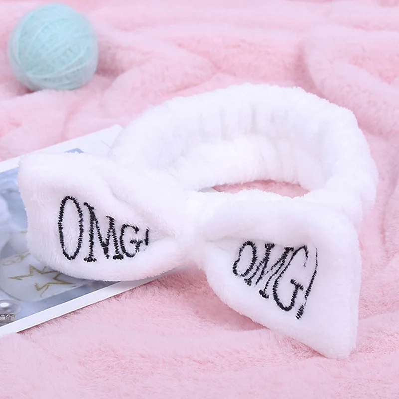 Новая буква "OMG" коралловый флис мягкий бант повязки для женщин девочек милый держатель волос повязки для волос аксессуары для волос