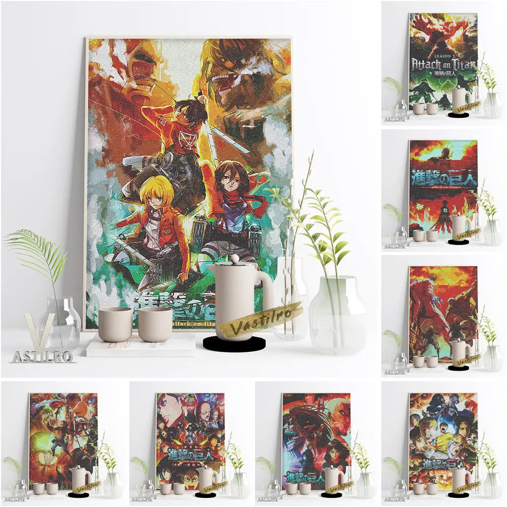 

Attack On Titan Hot Anime Poster Japanese Manga Character Art Print Canvas Painting Otaku Room Wall Decor Fans Collection Gift